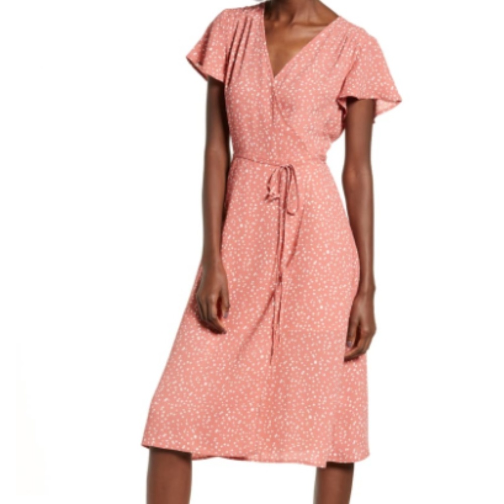 Pink Midi Wrap Dress